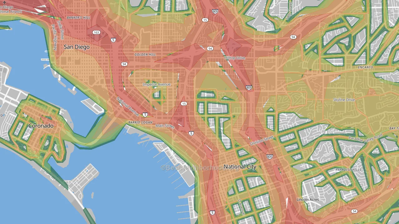 92113, CA Map of Noise Levels in 92113