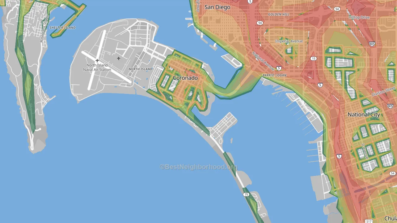 92118, CA Map of Noise Levels in 92118