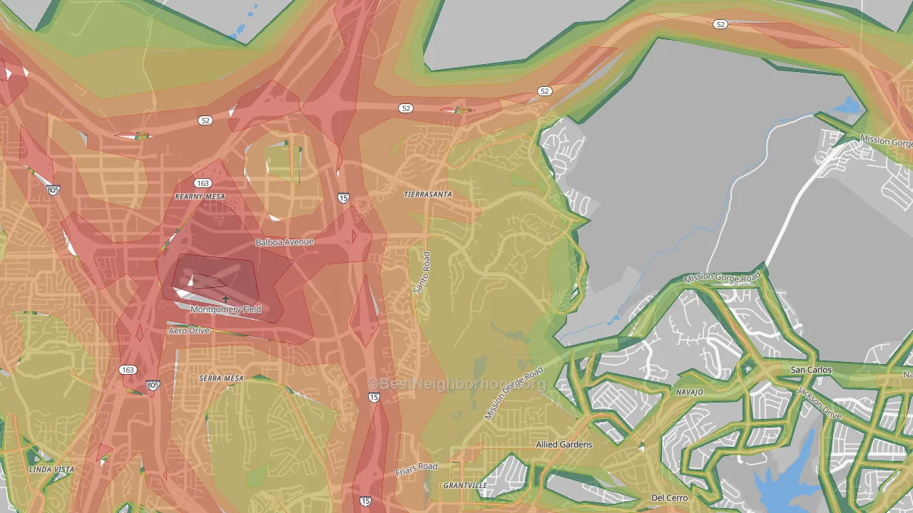 92124, CA Map of Noise Levels in 92124