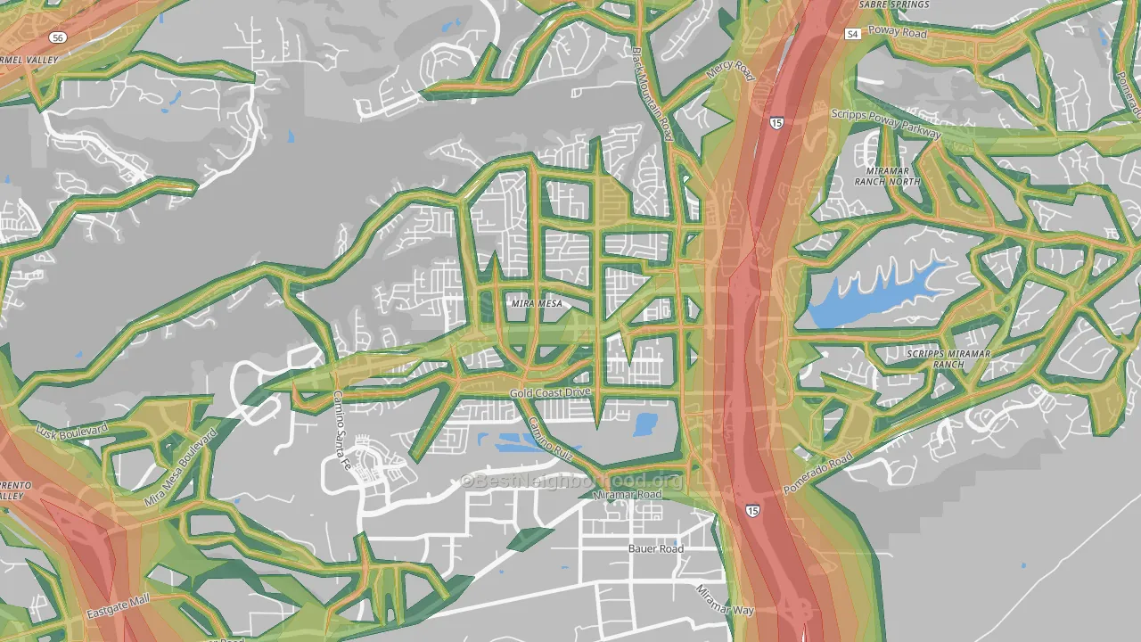 92126, CA Map of Noise Levels in 92126