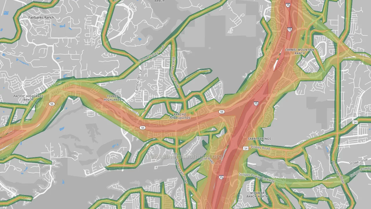 92129, CA Map of Noise Levels in 92129