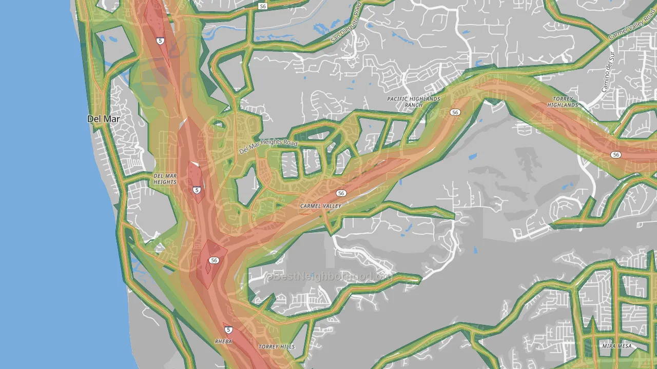 92130, CA Map of Noise Levels in 92130