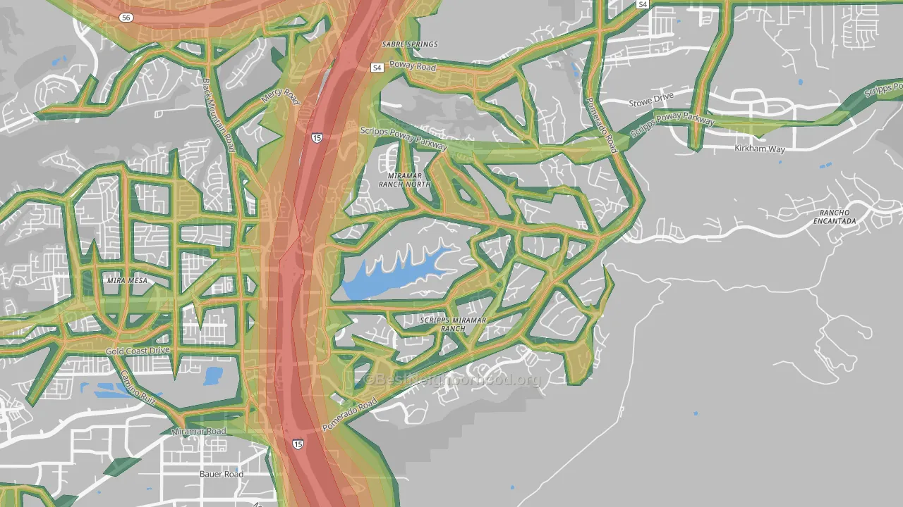 92131, CA Map of Noise Levels in 92131