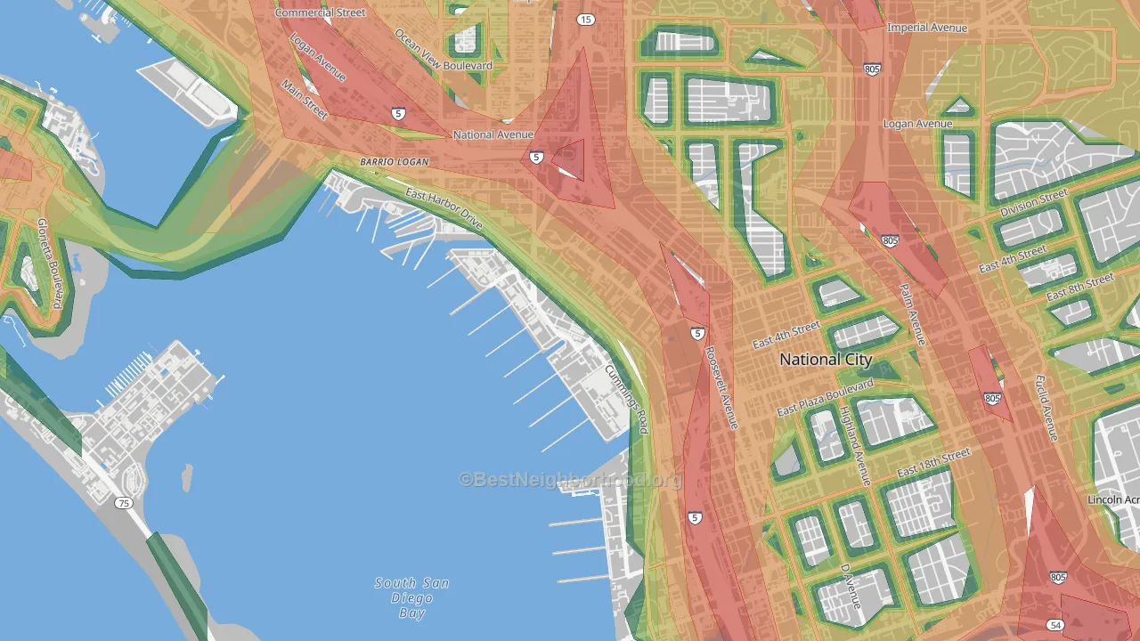 92136, CA Map of Noise Levels in 92136