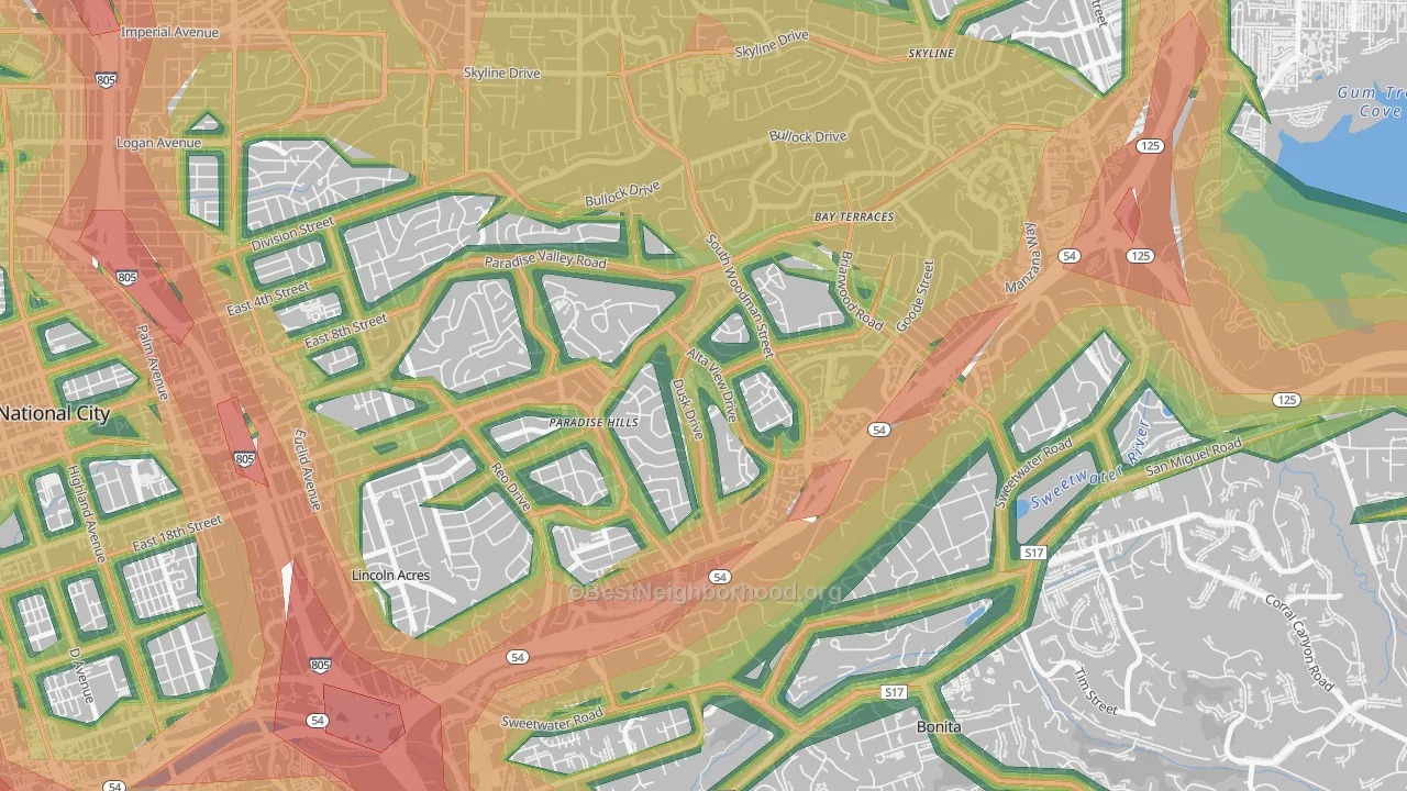 92139, CA Map of Noise Levels in 92139