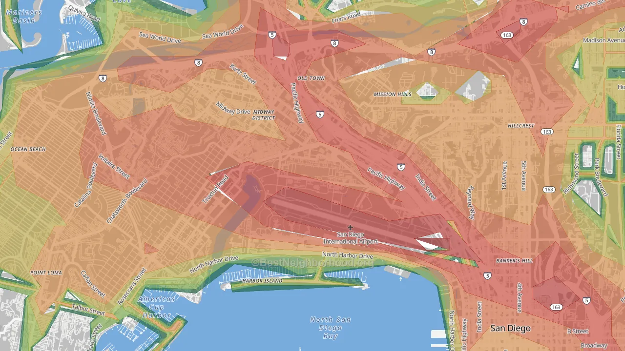 92140, CA Map of Noise Levels in 92140