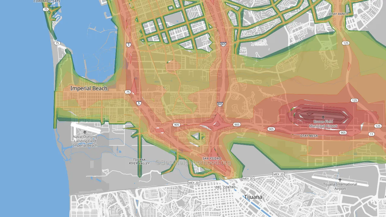 92154, CA Map of Noise Levels in 92154