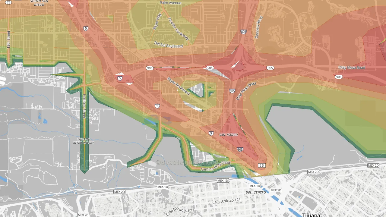 92173, CA Map of Noise Levels in 92173