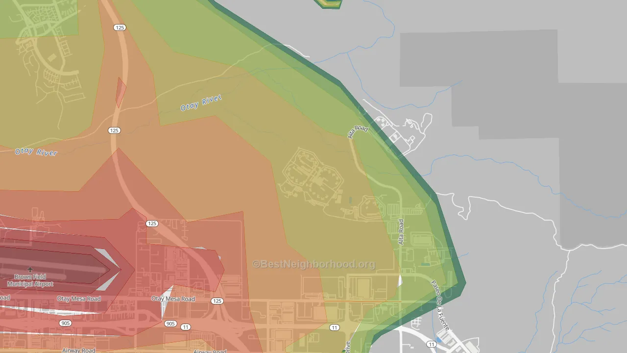 92179, CA Map of Noise Levels in 92179