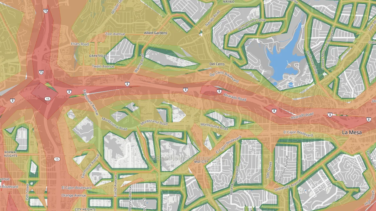 92182, CA Map of Noise Levels in 92182
