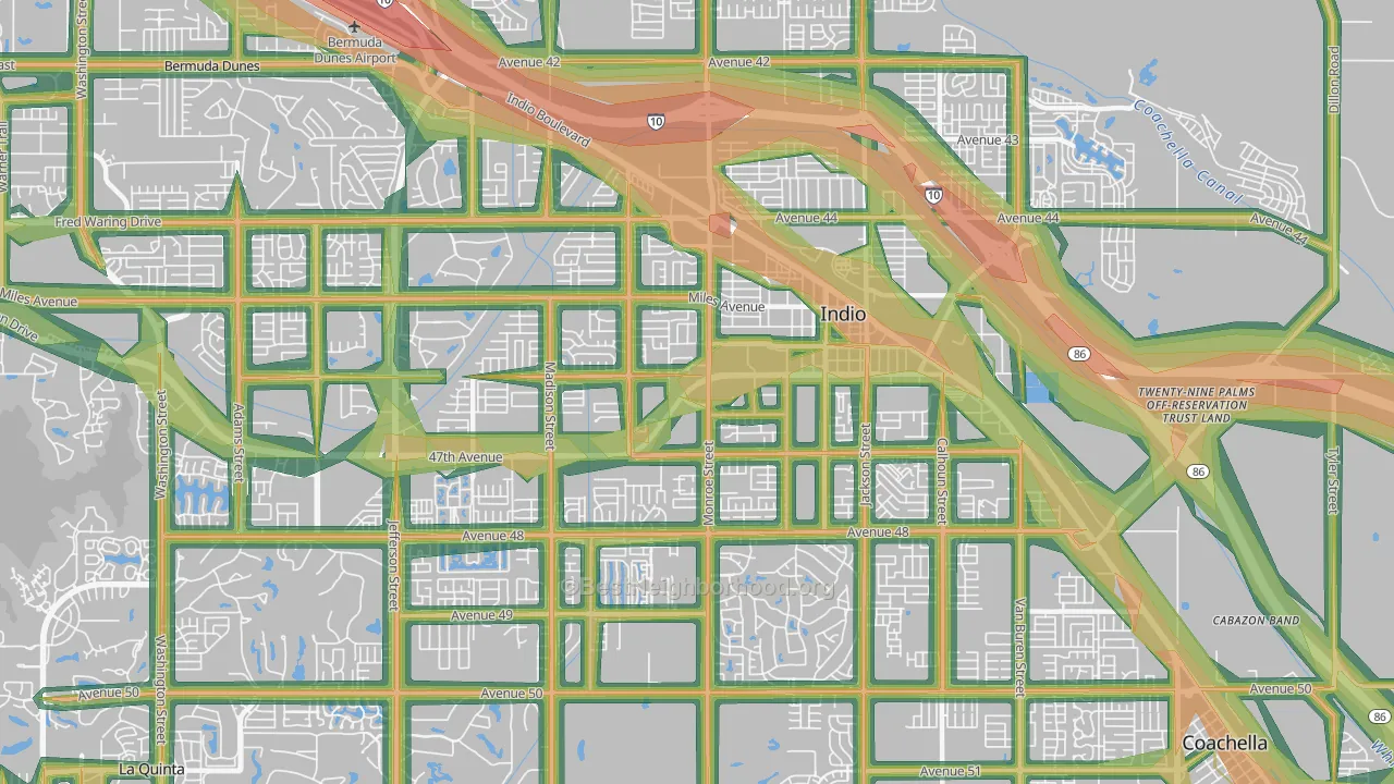 92201, CA Map of Noise Levels in 92201