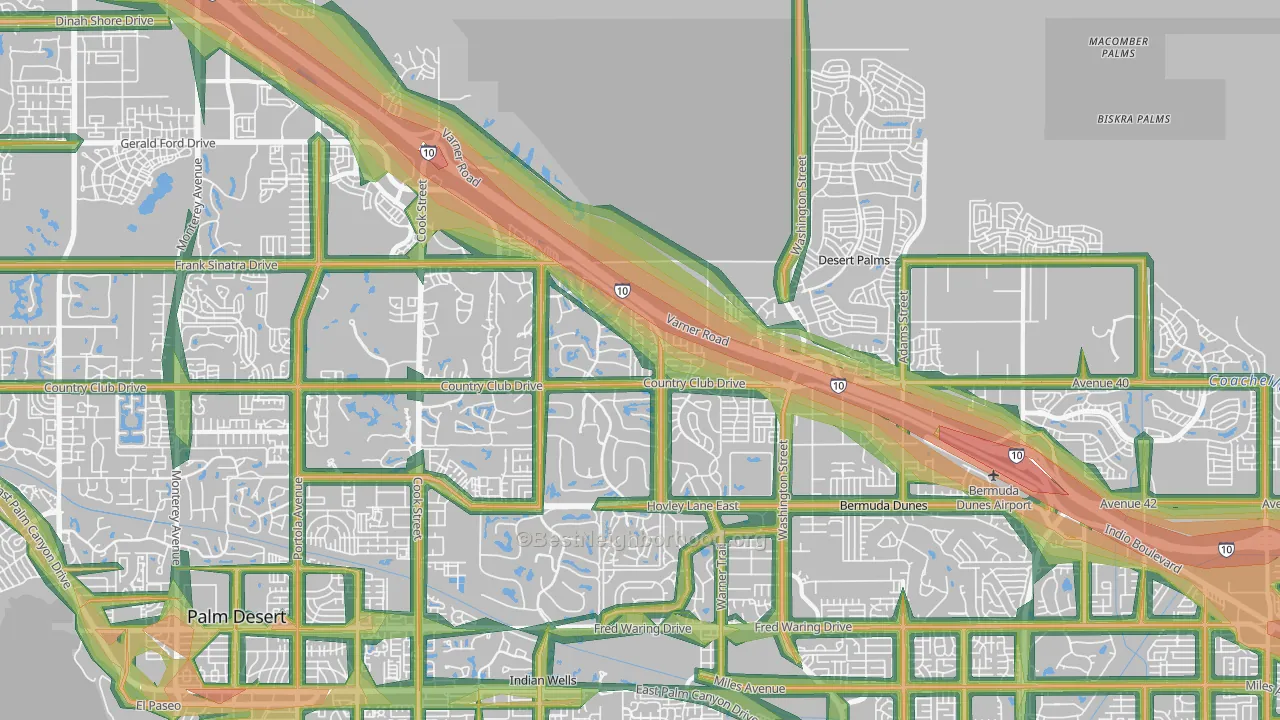 92211, CA Map of Noise Levels in 92211