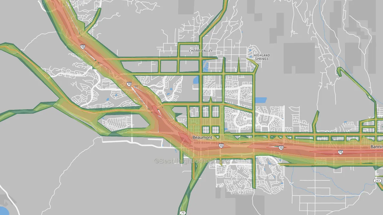 92223, CA Map of Noise Levels in 92223