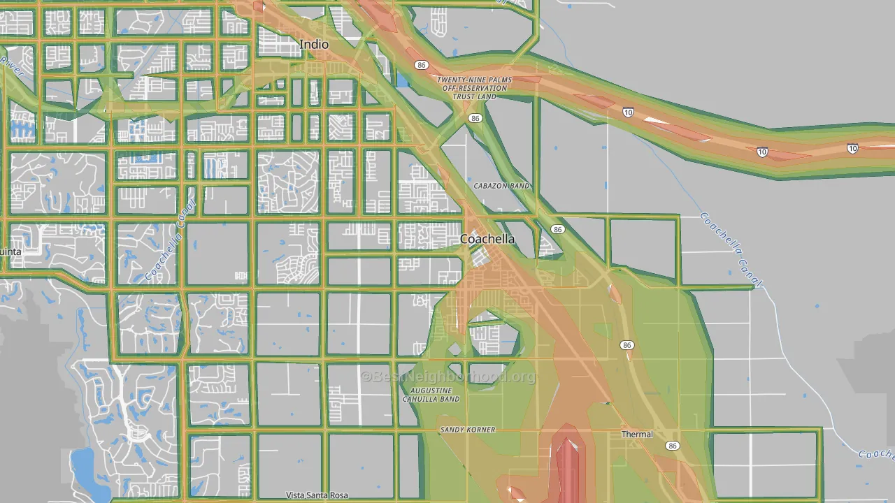 92236, CA Map of Noise Levels in 92236
