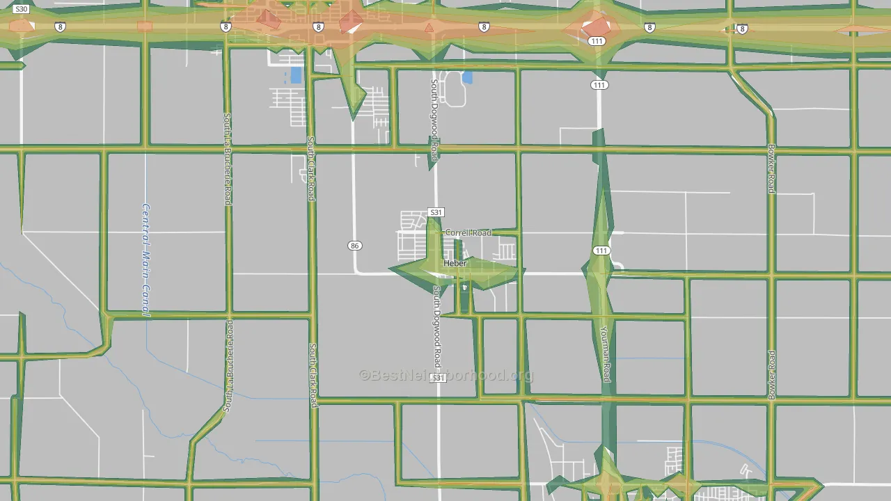92249, CA Map of Noise Levels in 92249