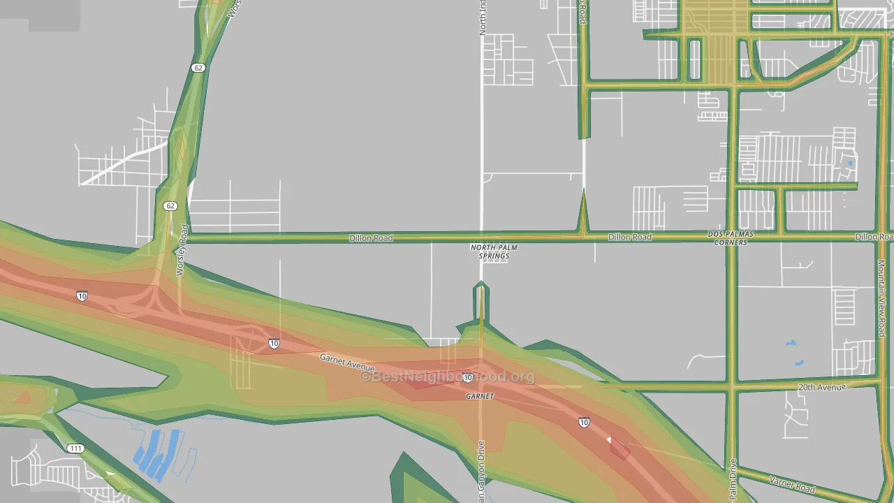 92258, CA Map of Noise Levels in 92258