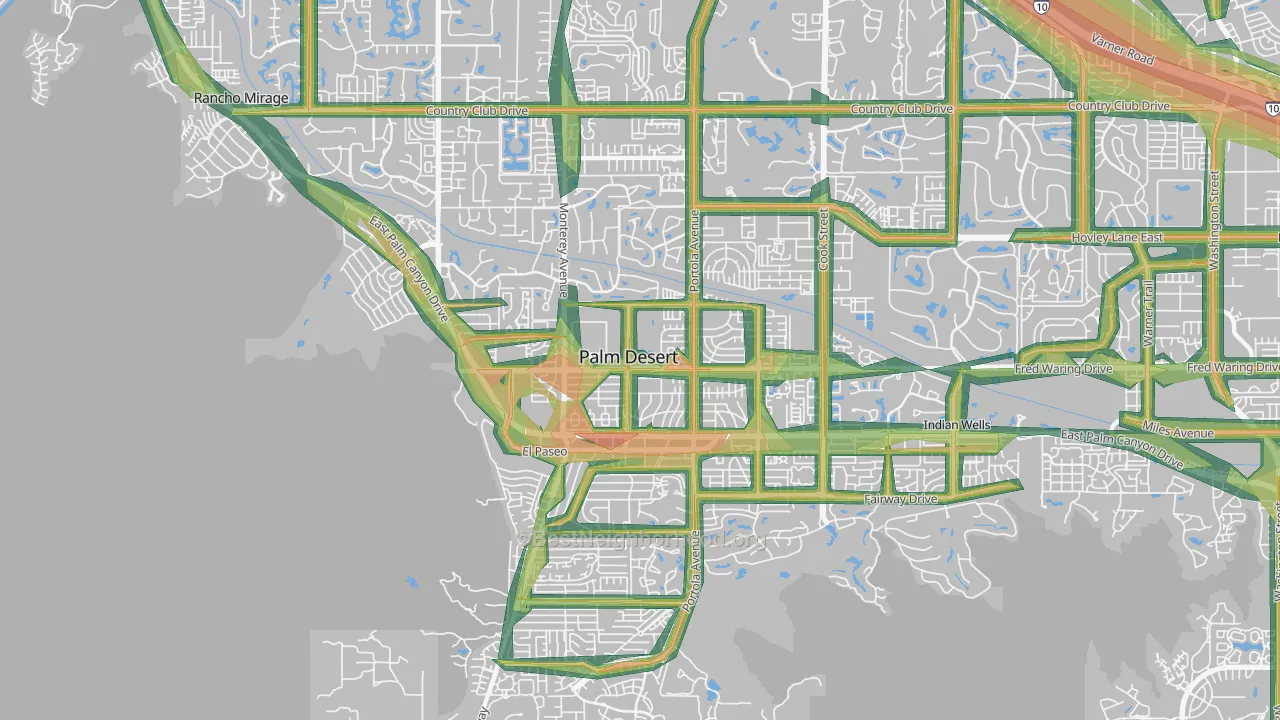 92260, CA Map of Noise Levels in 92260