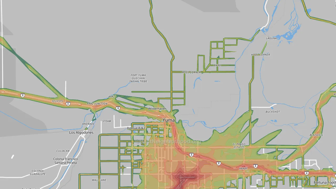 92283, CA Map of Noise Levels in 92283
