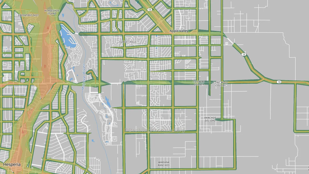 92308, CA Map of Noise Levels in 92308