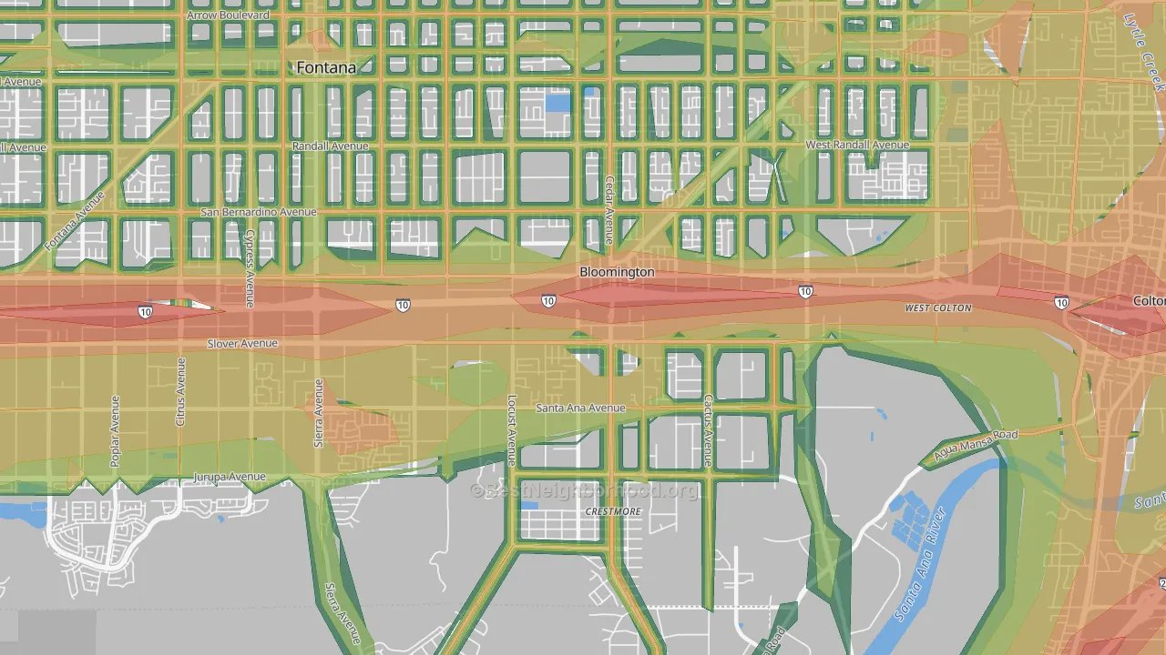 92316, CA Map of Noise Levels in 92316