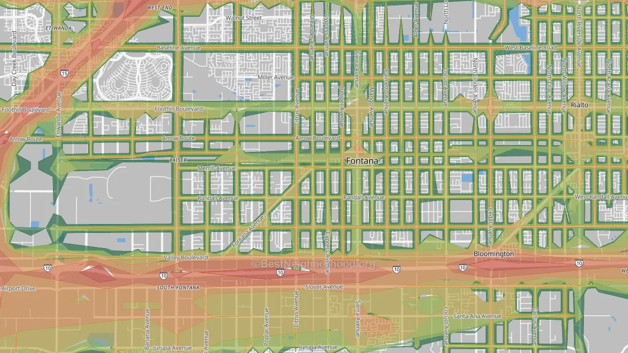 92335, CA Map of Noise Levels in 92335