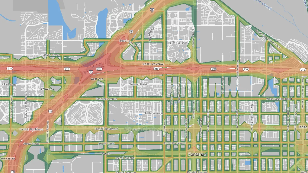 92336, CA Map of Noise Levels in 92336