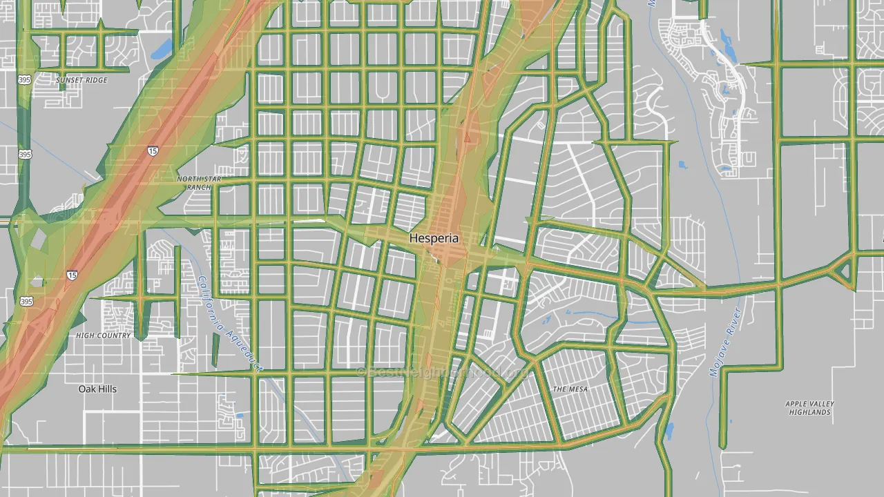 92345, CA Map of Noise Levels in 92345