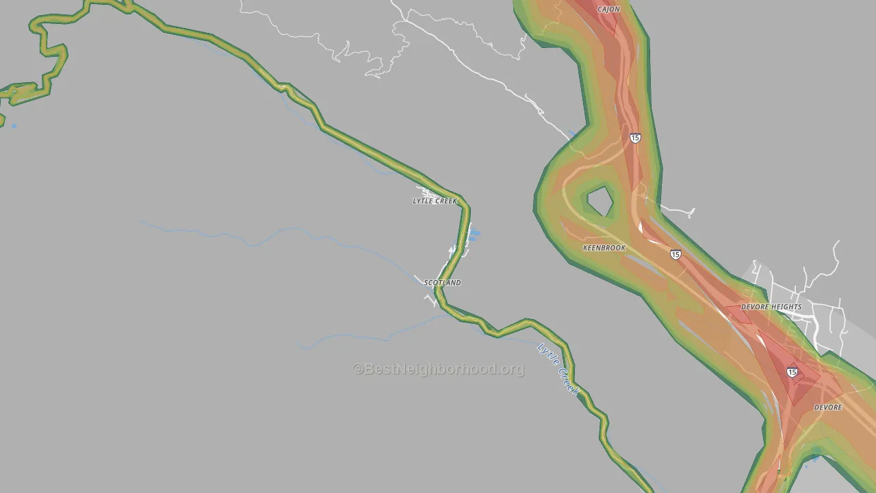 92358, CA Map of Noise Levels in 92358