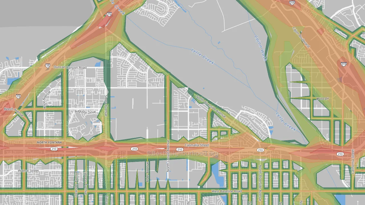 92377, CA Map of Noise Levels in 92377