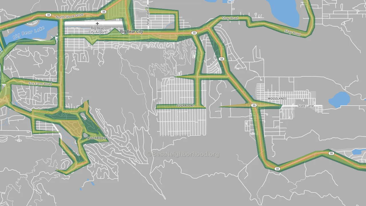 92386, CA Map of Noise Levels in 92386