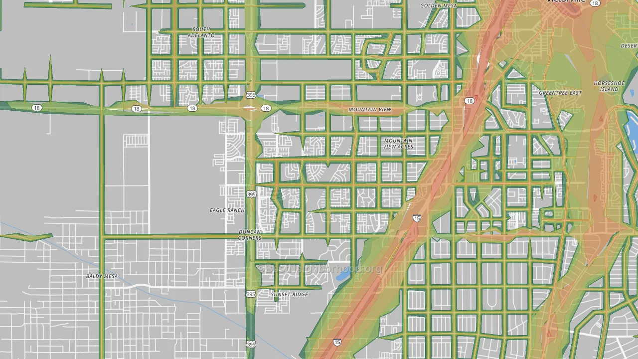 92392, CA Map of Noise Levels in 92392