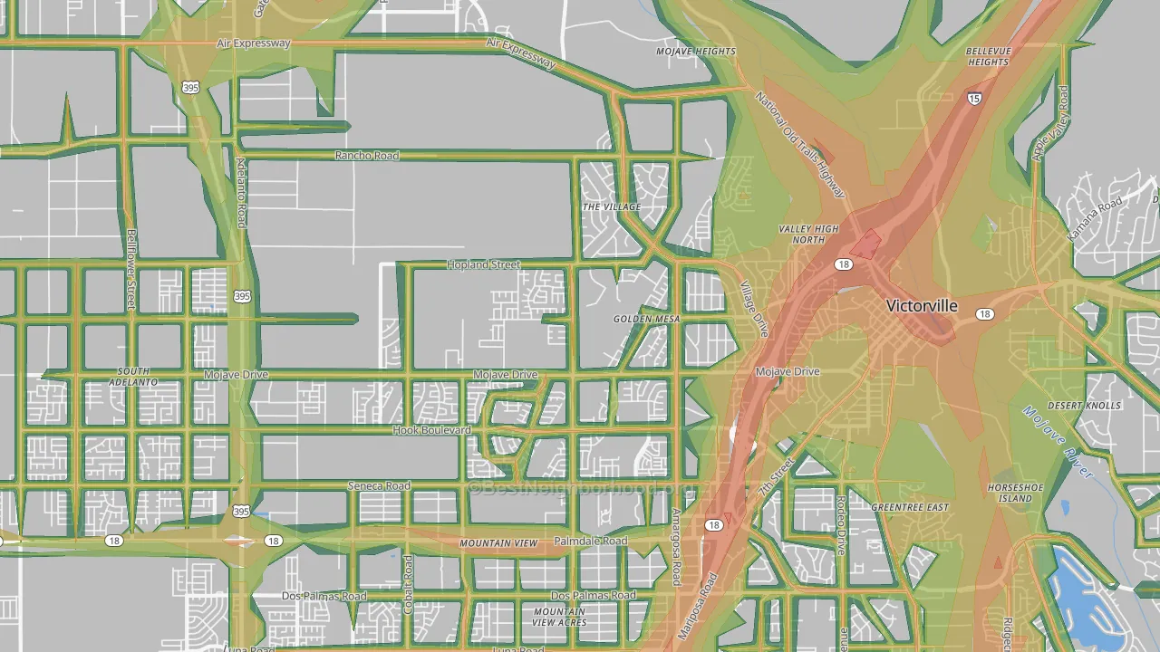 92394, CA Map of Noise Levels in 92394