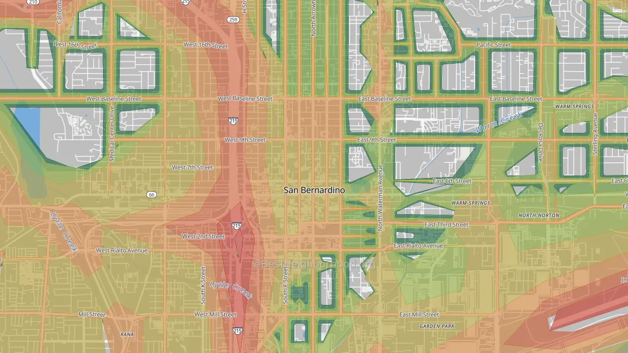 92401, CA Map of Noise Levels in 92401