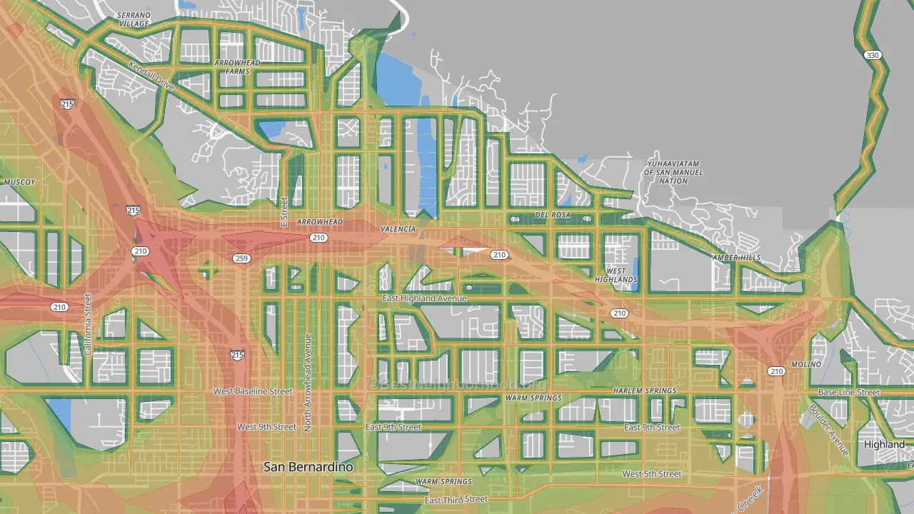 92404, CA Map of Noise Levels in 92404