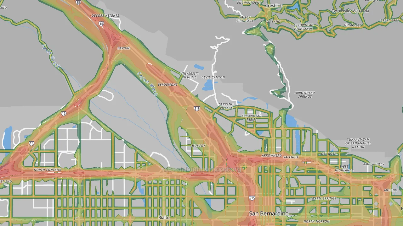 92407, CA Map of Noise Levels in 92407