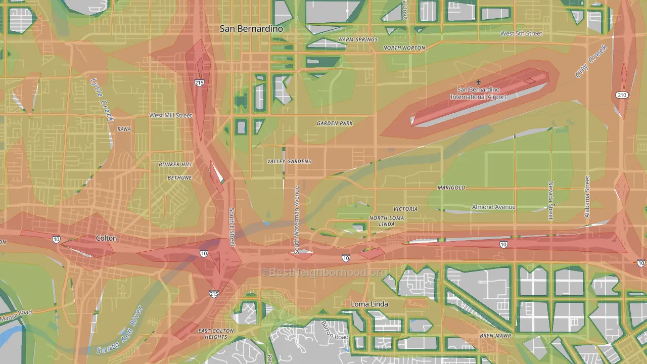92408, CA Map of Noise Levels in 92408