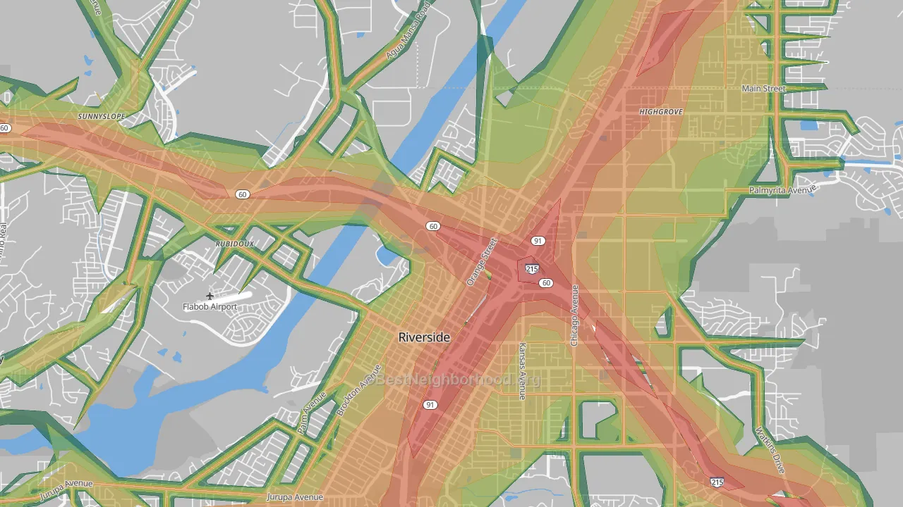92501, CA Map of Noise Levels in 92501