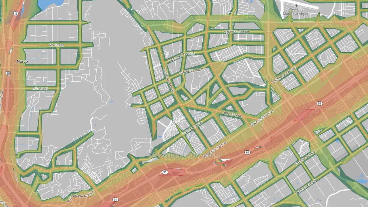 92505, CA Map of Noise Levels in 92505