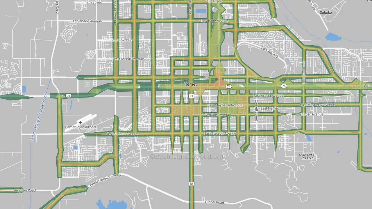 92543, CA Map of Noise Levels in 92543