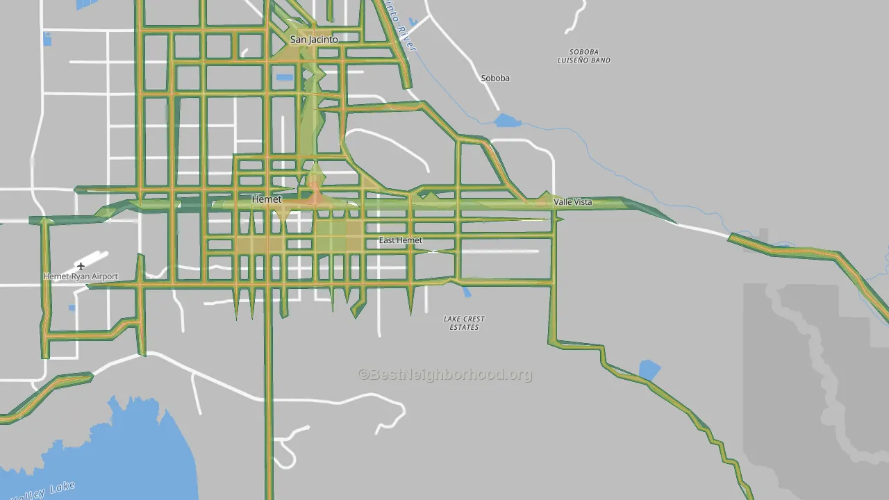 92544, CA Map of Noise Levels in 92544