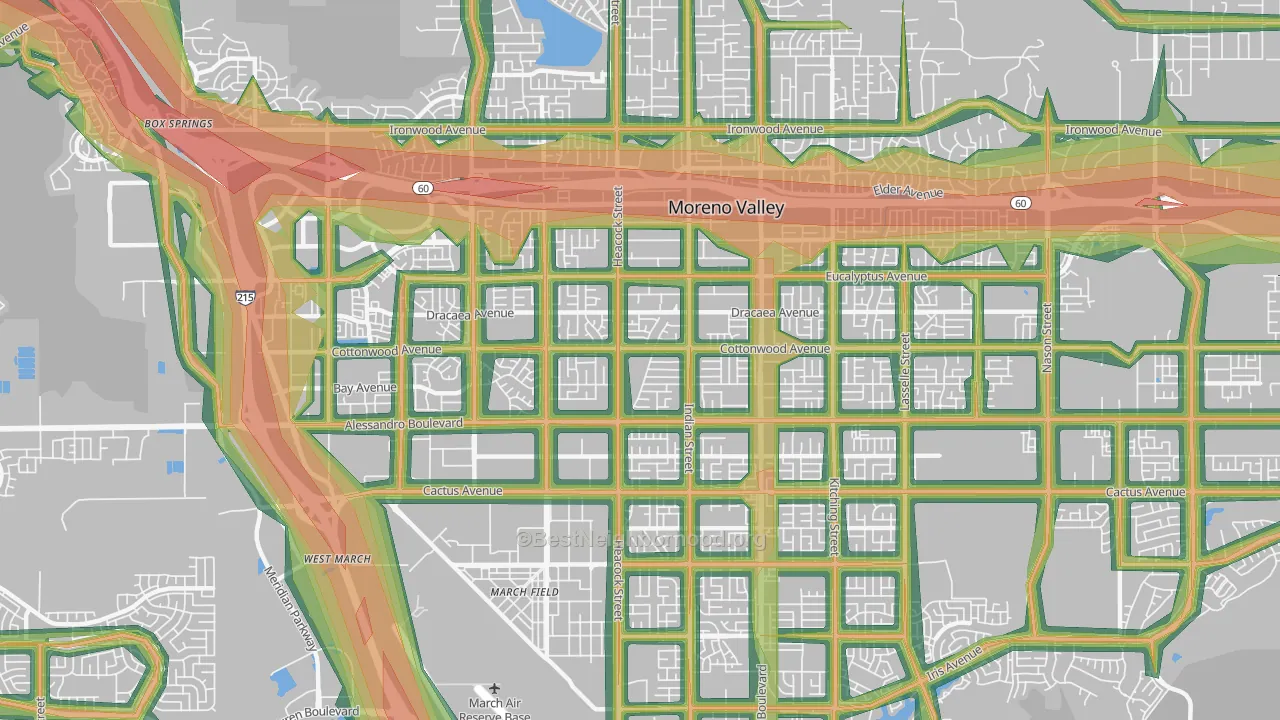 92553, CA Map of Noise Levels in 92553