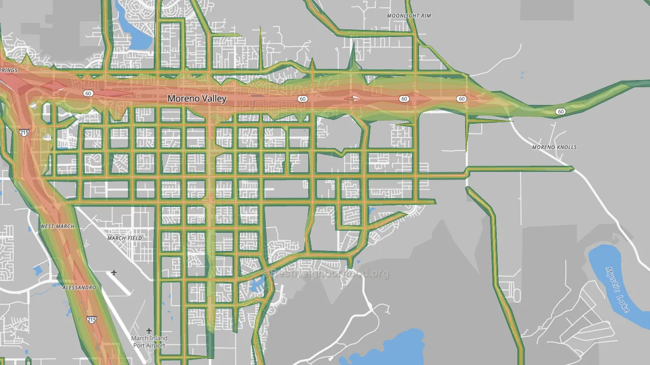92555, CA Map of Noise Levels in 92555