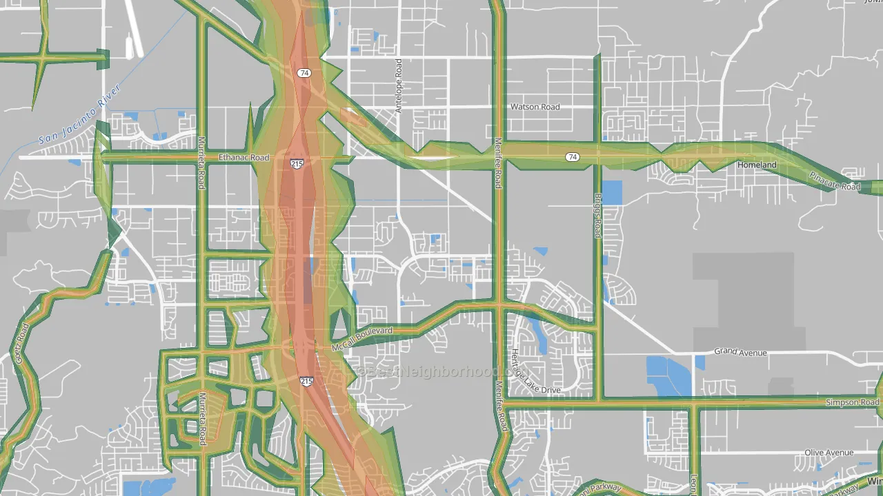 92585, CA Map of Noise Levels in 92585