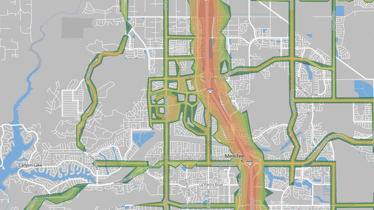 92586, CA Map of Noise Levels in 92586