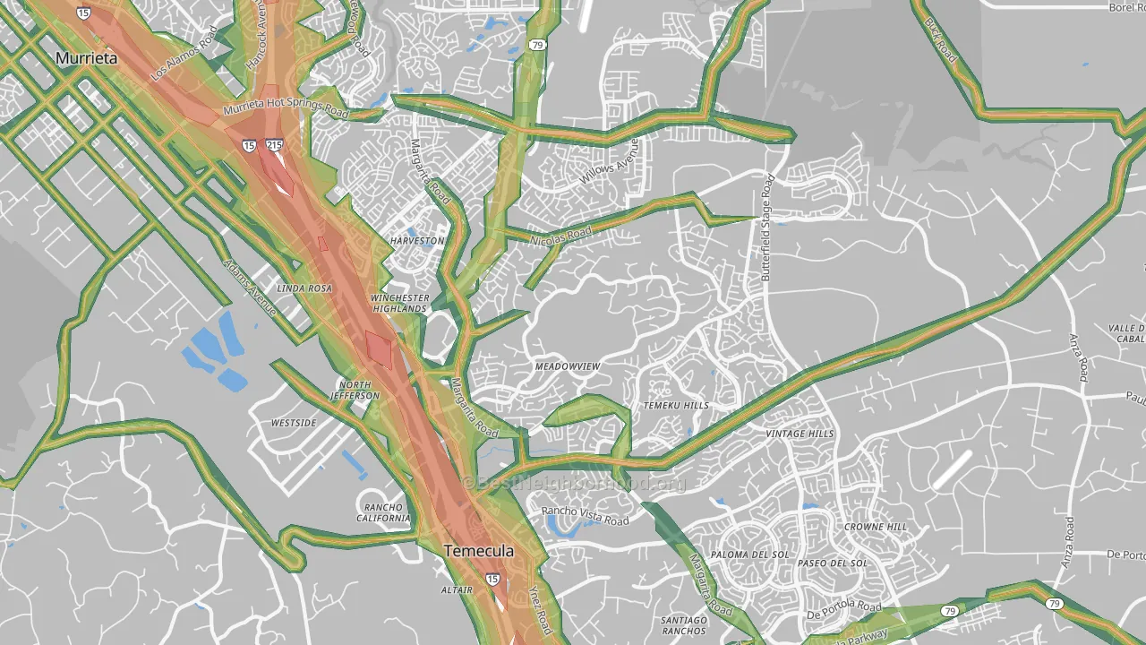 92591, CA Map of Noise Levels in 92591