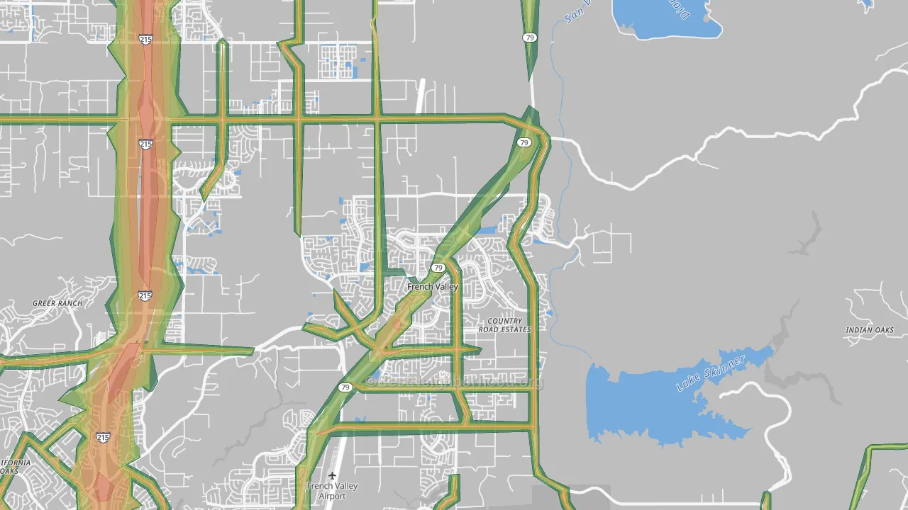 92596, CA Map of Noise Levels in 92596