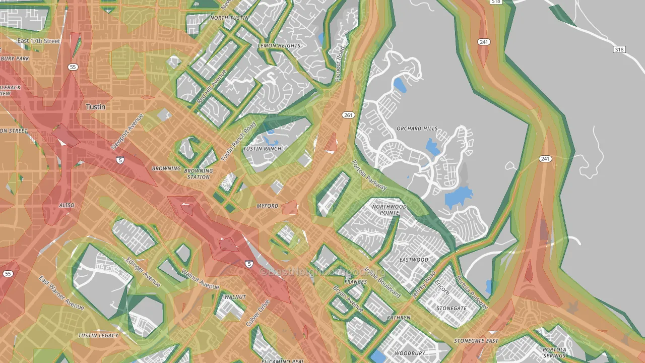 92602, CA Map of Noise Levels in 92602