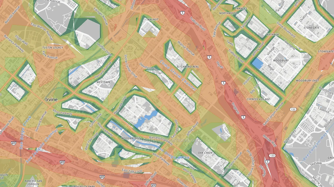 92604, CA Map of Noise Levels in 92604