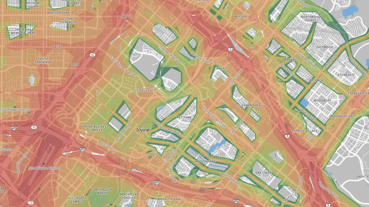 92606, CA Map of Noise Levels in 92606