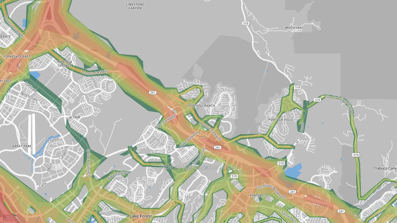 92610, CA Map of Noise Levels in 92610